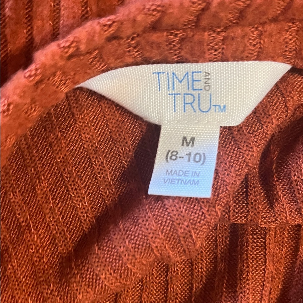 Time and Tru Rust Ribbed Knit Top - Picture 2 of 4